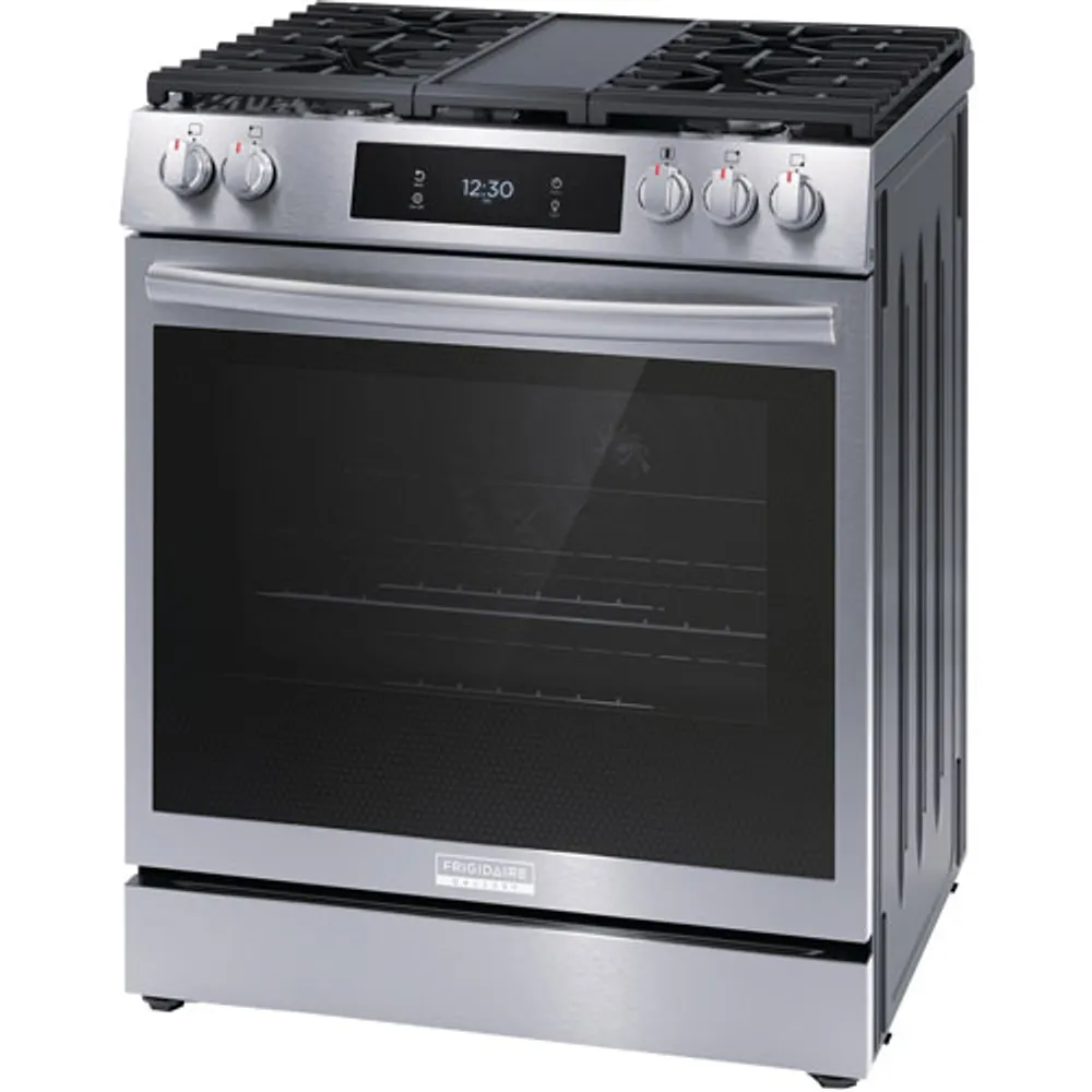 Frigidaire Gallery 30" 6.1 Cu. Ft. 5-Burner Freestanding Gas Range (GCFG3060BF) - Smudge-Proof Stainless Steel