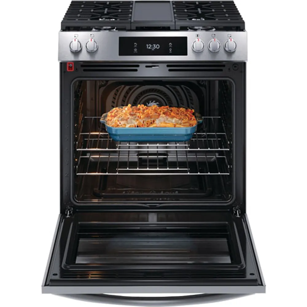 Frigidaire Gallery 30" 6.1 Cu. Ft. 5-Burner Freestanding Gas Range (GCFG3060BF) - Smudge-Proof Stainless Steel