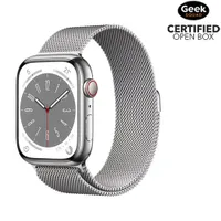 Open Box -Apple Watch Series 8 (GPS + Cellular) 45mm Silver Stainless Steel Case w/ Silver Milanese Loop -Medium/Large