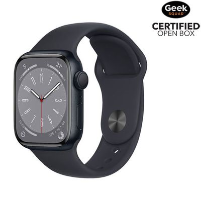 Open Box -Apple Watch Series 8 (GPS) 41mm Midnight Aluminum Case w/ Midnight Sport Band -Small/Medium