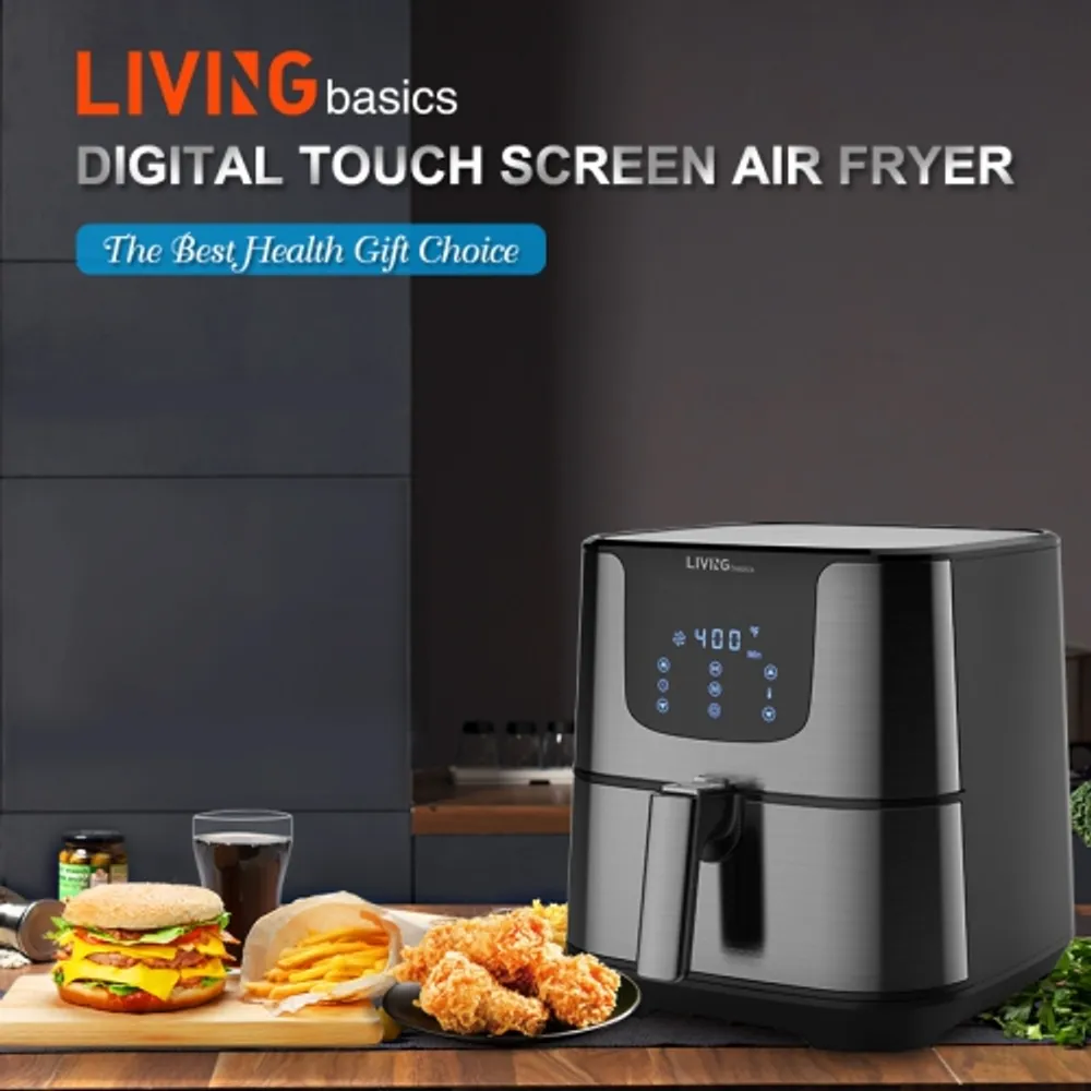 LIVINGbasics 6QT Air Fryer, 1700w Digital Control Oil Free Deep