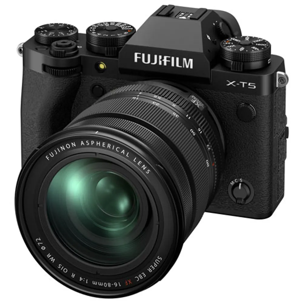 Appareil photo sans miroir X-T5 de Fujifilm à objectif XF 16-80 mm f/4 R OIS WR