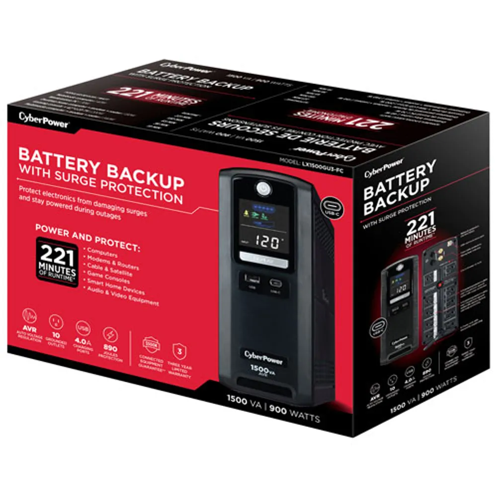 CyberPower 1500VA UPS Battery Backup (LX1500GU3-FC)