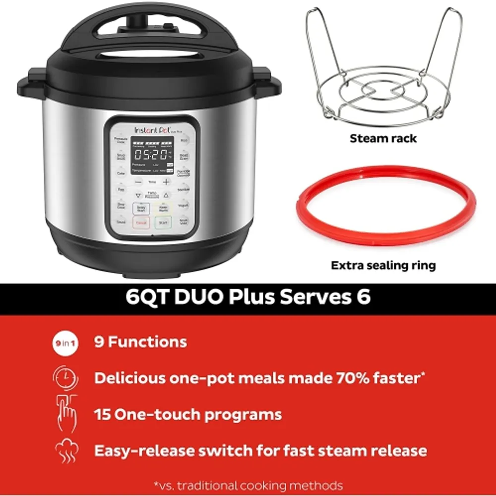 Instant Pot Duo 6-quart 9 IN 1 Multi-Use Pressure Cooker, V5 - Refurbished