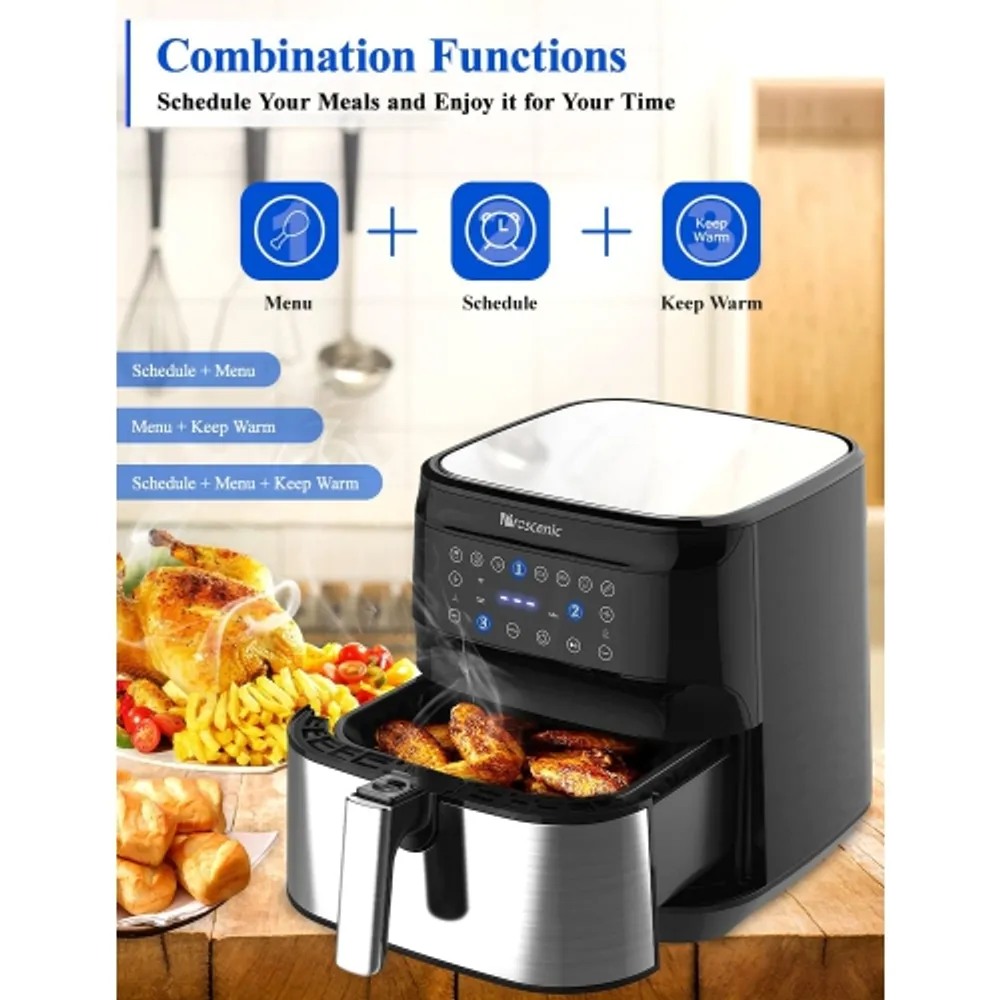 LIVINGbasics 6QT Air Fryer, 1700w Digital Control Oil Free Deep Fryers  Non-stick Coating Airfryers with 8 Cooking Preset and Overheat Protection