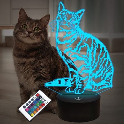 3d illusion cat lamp