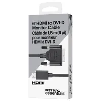 Best Buy Essentials 2m (6 ft.) HDMI to DVI-D Cable (BE-PC2DH6B23-C) - Black - Only at Best Buy