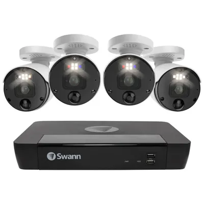 Swann Wired 8-CH 2TB DVR Security System with 4 Bullet 12MP Super HD Cameras - White