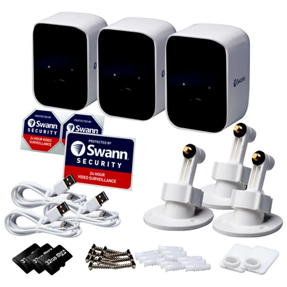 Swann CoreCam Wire-Free Indoor/Outdoor 1080p HD Security Camera - 3-Pack - White