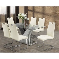 Alexis Contemporary 7-Piece Casual Dining Set - White