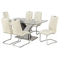 Alexis Contemporary 7-Piece Casual Dining Set - White