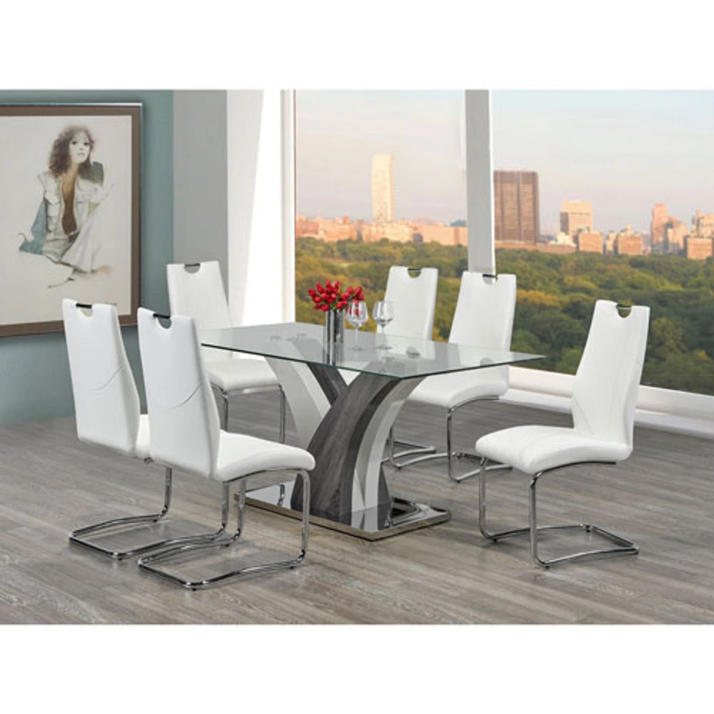 Alexis Contemporary 7-Piece Casual Dining Set - White