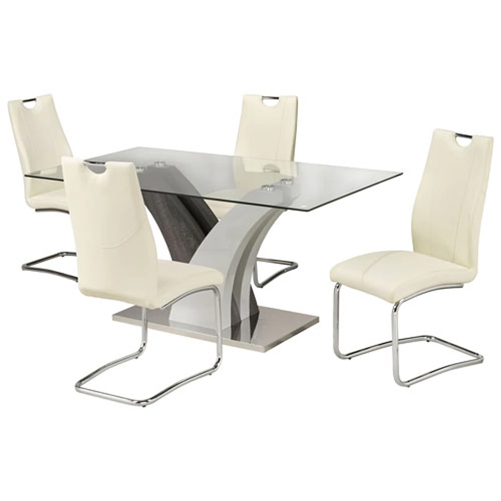 Alexis Contemporary 5-Piece Casual Dining Set - White