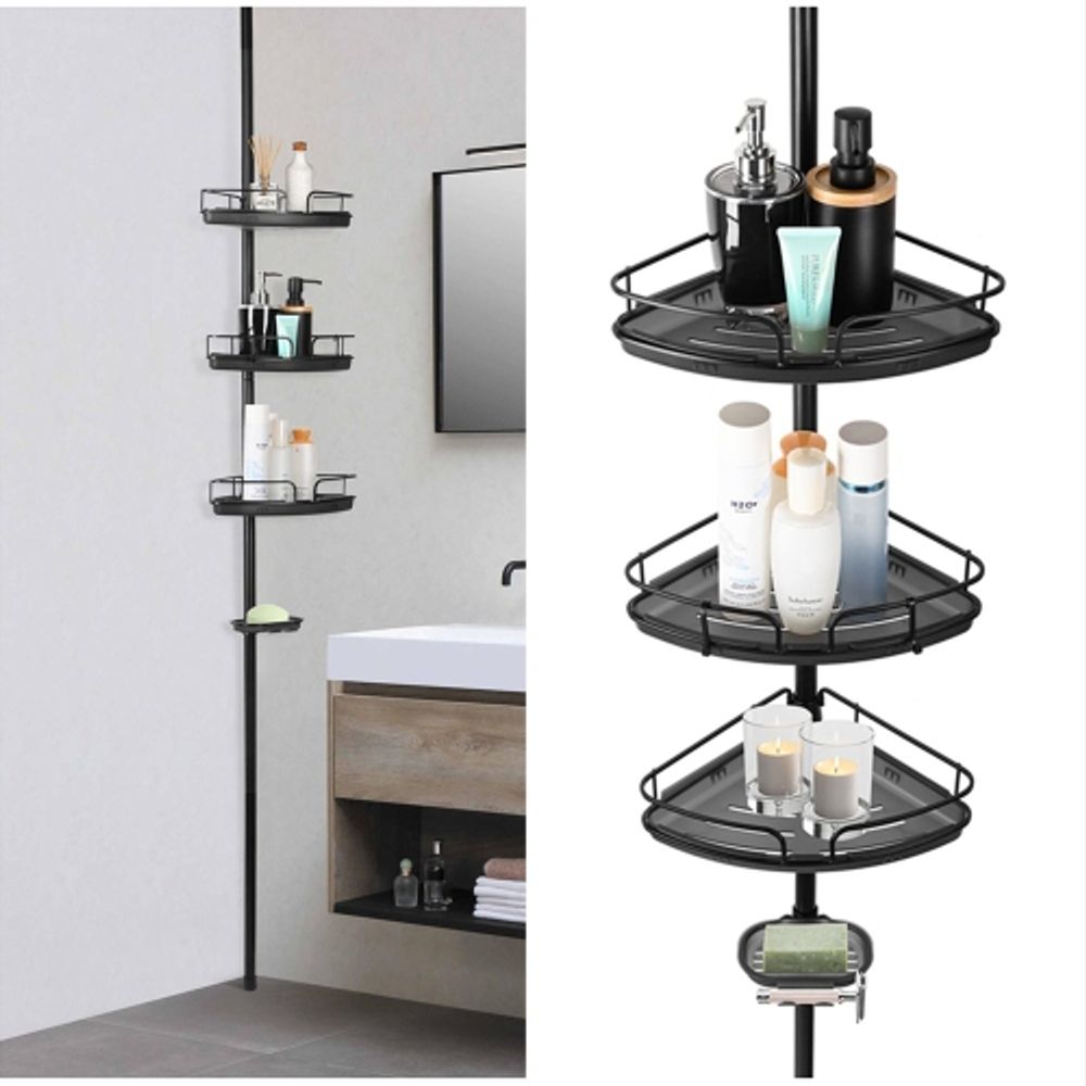 3-Shelf Tension Pole Shower Caddy, Oil-Rubbed Bronze floating