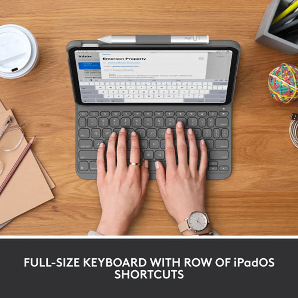 Logitech Slim Folio Keyboard Case for iPad (10th Gen) - Oxford Grey
