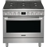 Frigidaire Professional 36" 4.4 Cu. Ft. True Convection 6-Burner Dual Fuel Range (PCFD3670AF) -Stainless