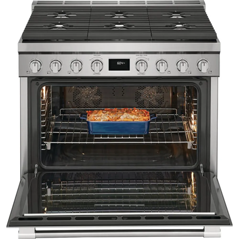 Frigidaire Professional 36" 4.4 Cu. Ft. True Convection 6-Burner Dual Fuel Range (PCFD3670AF) -Stainless