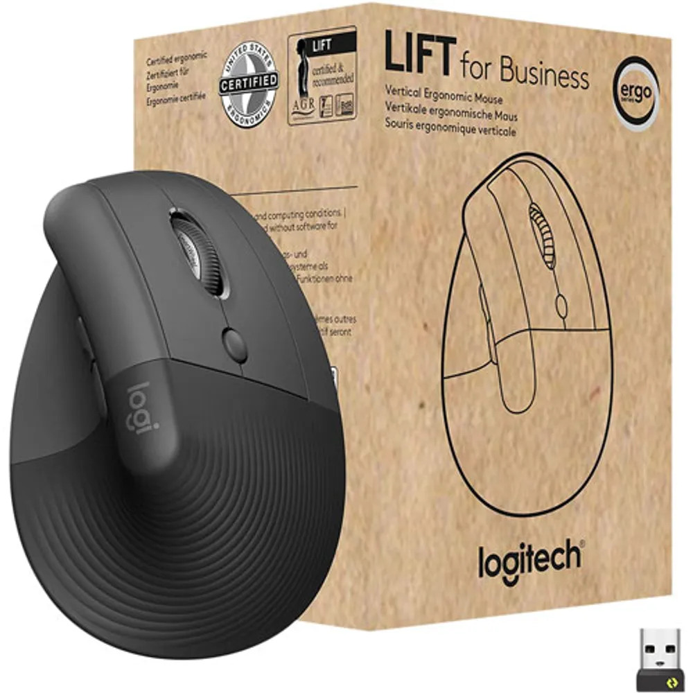 Logitech Lift Vertical Ergonomic Bluetooth Mouse - Graphite