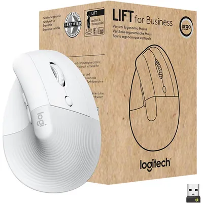 Logitech Lift Vertical Ergonomic Bluetooth Mouse - Off White