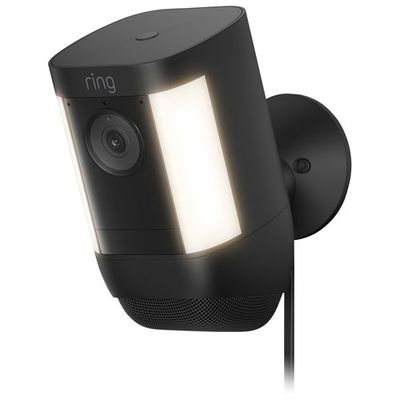 ring black wired spotlight camera