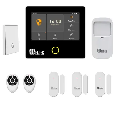 Elder Alarm System Security Wireless 8-Piece WiFi & 4G Smart Home Alarm System DIY Kit, Color Touch Panel, Doorbell, Door & Motion Alarm Sensors, Works with Hey Google & Alexa