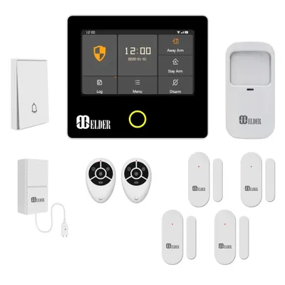 Elder Alarm System Security Wireless 10-Piece WiFi & 4G Smart Home Alarm System DIY Kit, Touch Panel, Doorbell, Leak, Door & Motion Alarm Sensors, Works with Hey Google & Alexa