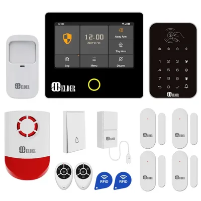 Elder Alarm System Security Wireless 14-Piece WiFi & 4G Smart Home Alarm System DIY Kit, Keypad, Outdoor Siren, Doorbell, Leak, Motion Sensors, Works with Hey Google & Alexa