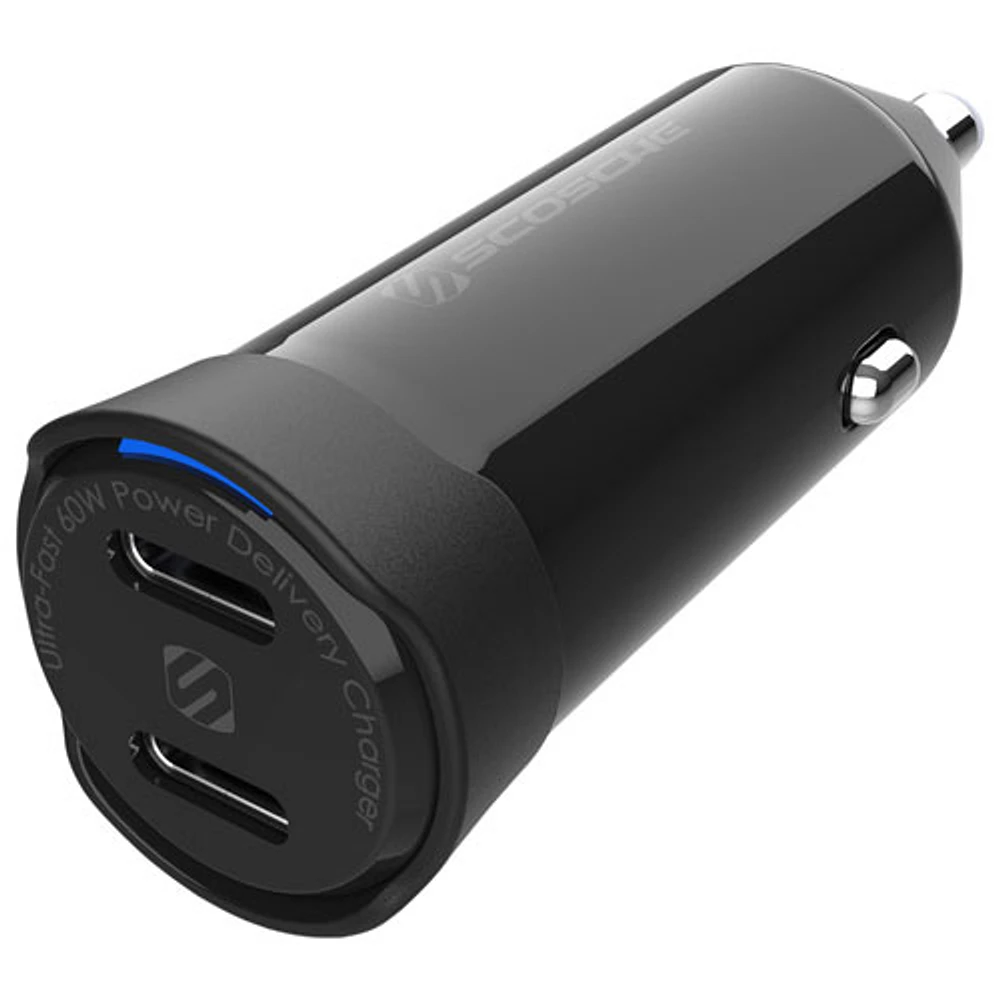 Chargeur pour l'auto 60 W à deux ports USB PowerVolt de Scosche - Noir