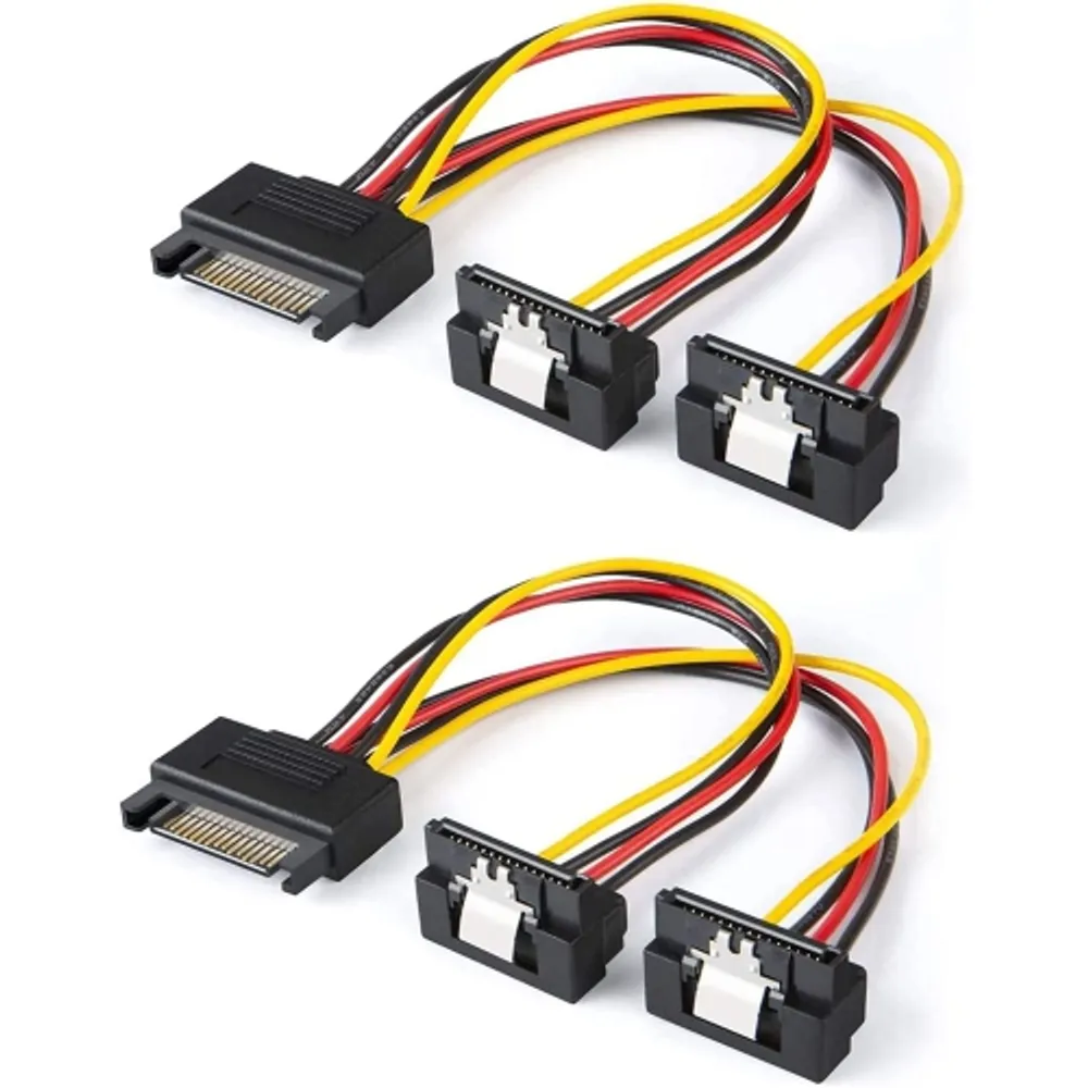 SATA Cable, SATA Data Cable and SATA Power Splitter Cable (4 Pack) SATA III  Cable 6.0 Gbps SATA 3.0 Cable,15 Pin Power 
