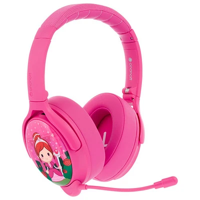 BuddyPhones Cosmos+ (Plus) Over-Ear Noise Cancelling Bluetooth Kids Headphones - Pink