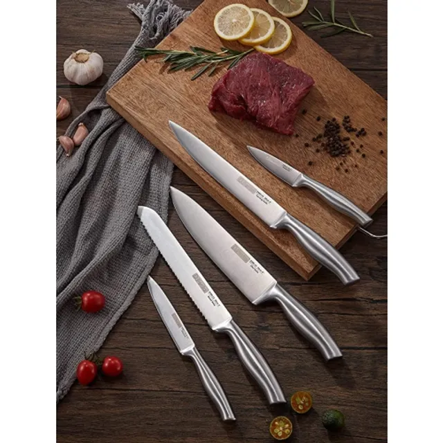 D.Perlla Steak Knives, Non Serrated Stainless Steel Sharp Steak