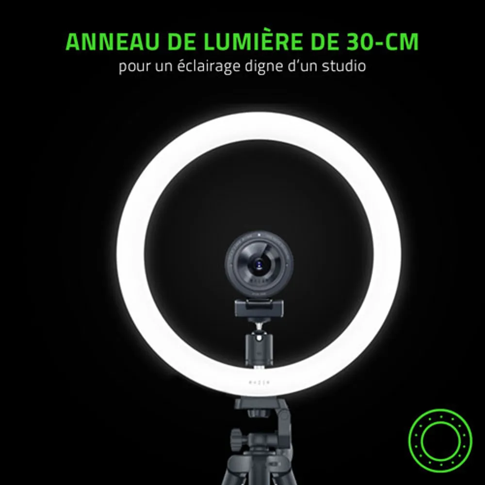 Anneau lumineux DEL USB de 12 po de Razer pour diffusion en continu sur PC et appareil mobile - Noir