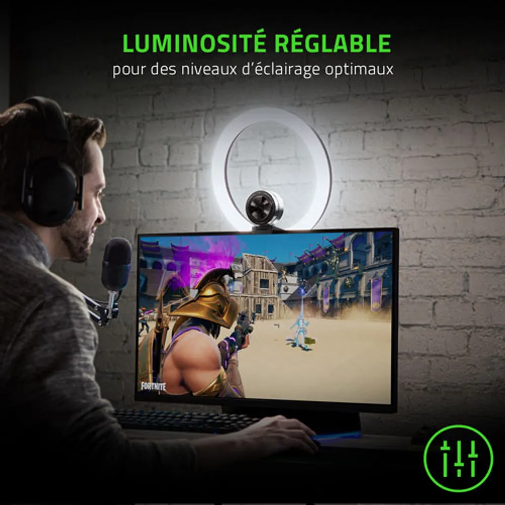 Anneau lumineux DEL USB de 12 po de Razer pour diffusion en continu sur PC et appareil mobile - Noir