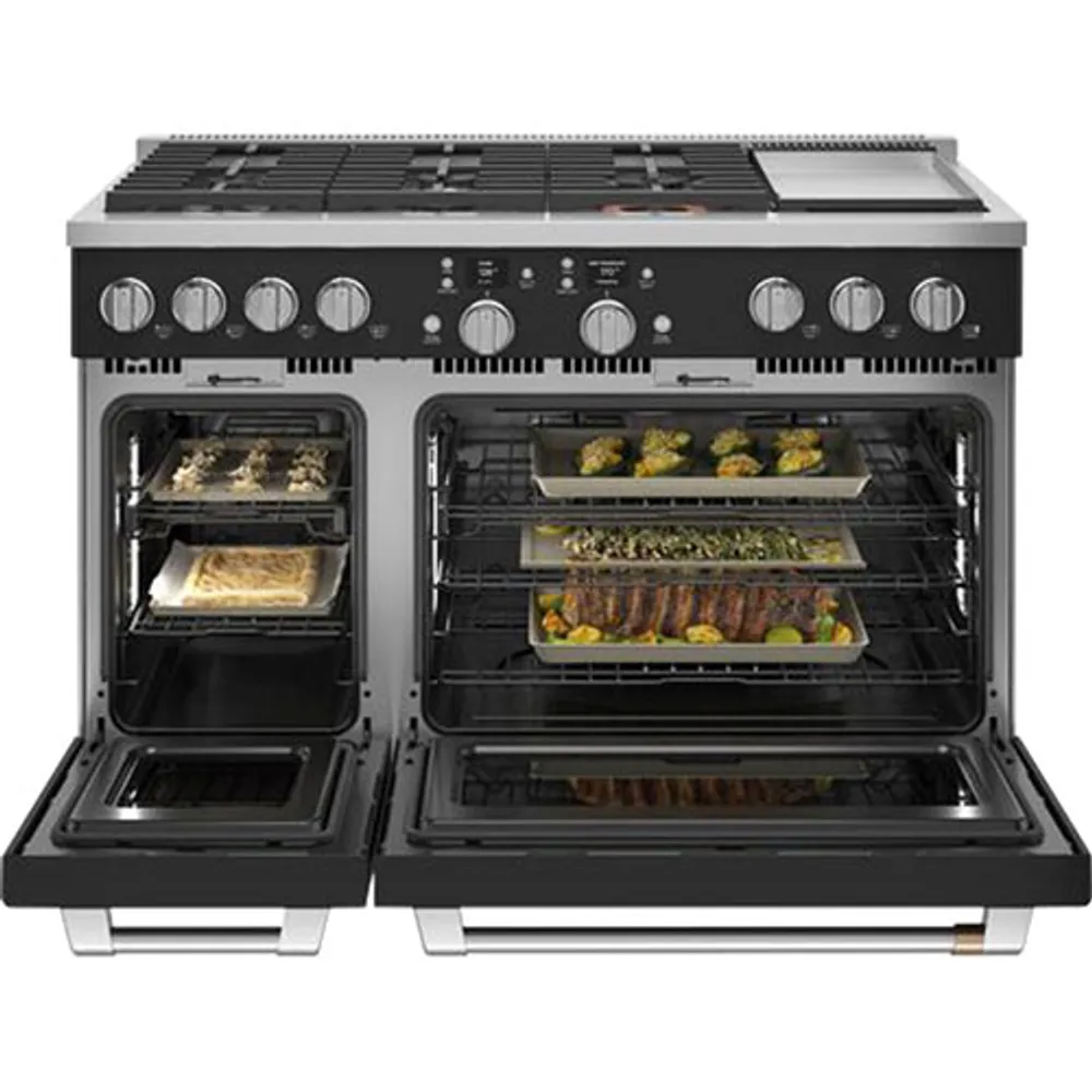 Café 48" 8.25 Cu Ft Double Oven 6-Burner Freestanding Dual Fuel Air Fry Range (C2Y486P3TD1) - Matte Black