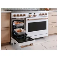 Café 48" 8.25 Cu Ft Double Oven 6-Burner Freestanding Dual Fuel Air Fry Range (C2Y486P4TW2) - Matte White