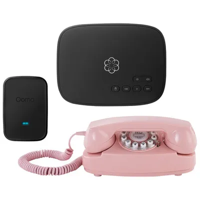 Ooma Telo Air Internet Home Phone Service with Retro Princess Phone Bundle