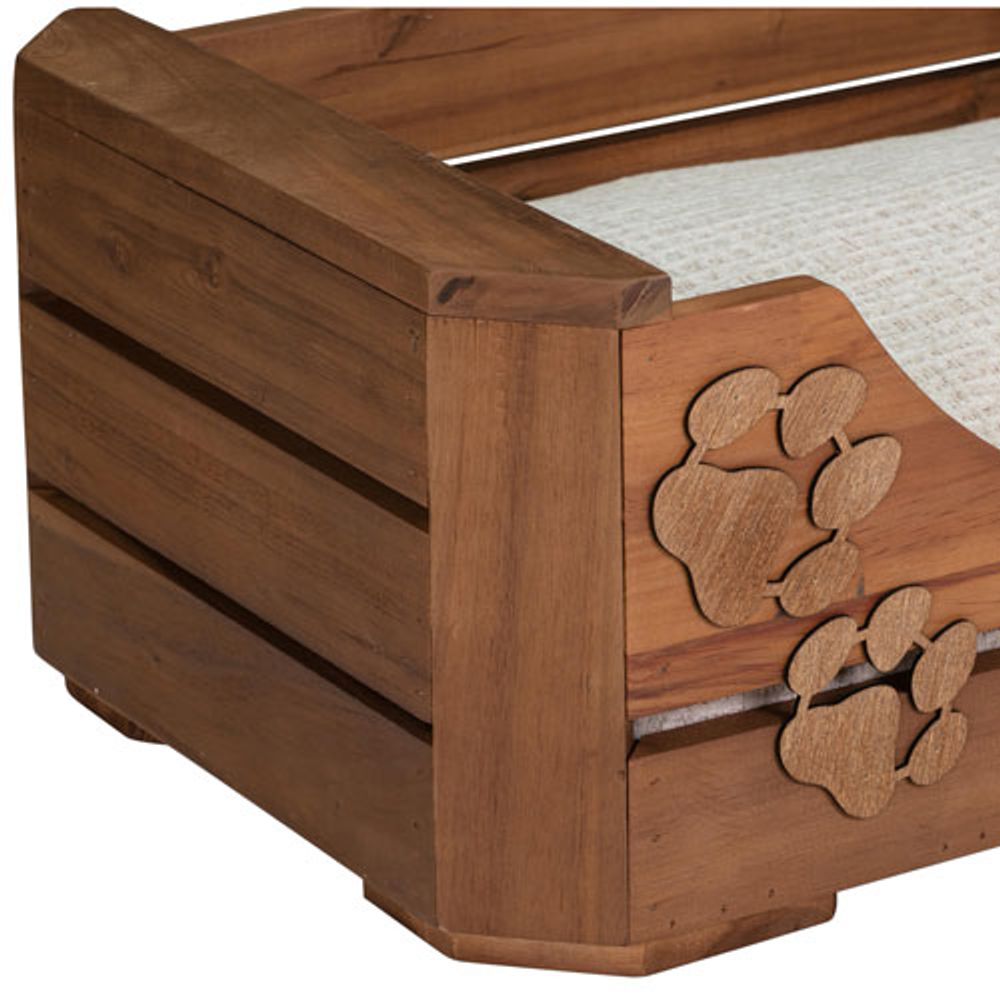 Bowser & Meowser Paw Print Wood Pet Bed