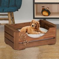 Bowser & Meowser Paw Print Wood Pet Bed