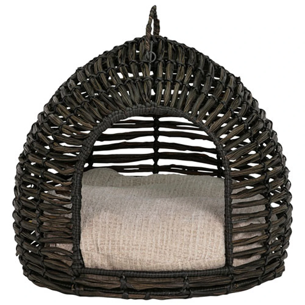 Bowser & Meowser Resin Wicker Hideaway Pet Bed with Handle