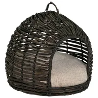 Bowser & Meowser Resin Wicker Hideaway Pet Bed with Handle