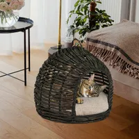 Bowser & Meowser Resin Wicker Hideaway Pet Bed with Handle