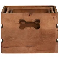 Bowser & Meowser Wood Pet Toy Storage Box - Set of 3