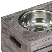 Bowser & Meowser 2-Bowl Pet Feeding Dish - Neutral Brown