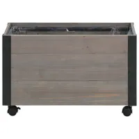 Grapevine Rectangular Recycled Wood 52L Planter Box with Wheels - Grey