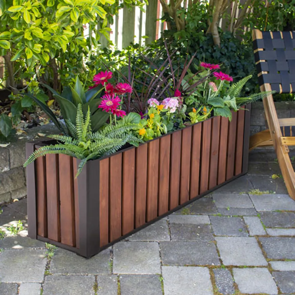 Grapevine Rectangular Acacia Wood Planter Box - Natural