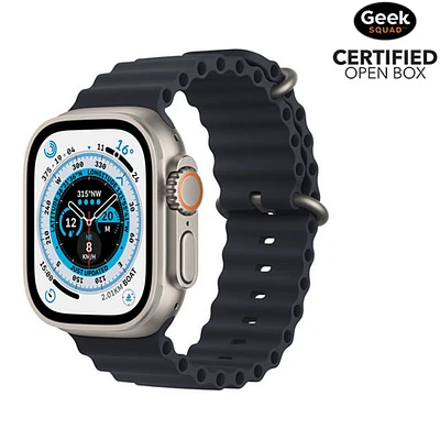 Boîte ouverte - Apple Watch Ultra (GPS + cellulaire) avec boîtier de 49 mm en titane et bracelet océan minuit