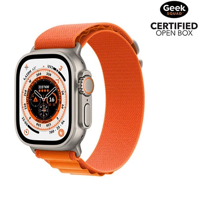 Boîte ouverte - Apple Watch Ultra (GPS + cellulaire) avec boîtier de 49 mm en titane et bracelet alpin orange - Petit