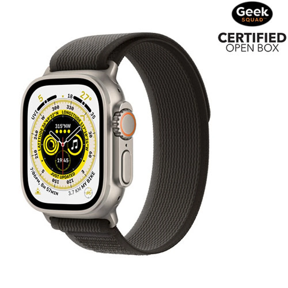 Open Box - Apple Watch Ultra (GPS + Cellular) 49mm Titanium Case Black/Grey Trail Loop - Med/Large