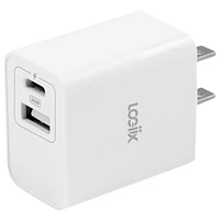 Chargeur mural à ports USB-A/USB-C de 30 W Power Cube Duo de LOGiiX - Blanc