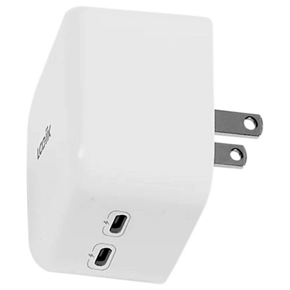 Chargeur mural à deux ports USB-C 35 W Power Plus Duo de LOGiiX - Blanc